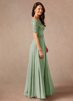 Azazie Raissa Mother of the Bride Dresses Dusty Sage A-Line Lace Chiffon Dress image4