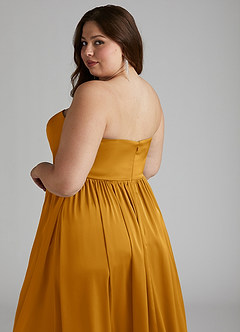 Azazie Morana Bridesmaid Dresses Butterscotch A-Line Off the Shoulder Stretch Satin Convertible Dress image20