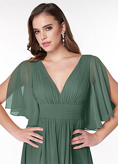 Azazie Temeka Bridesmaid Dresses Sea Moss A-Line Ruched Chiffon Dress image6
