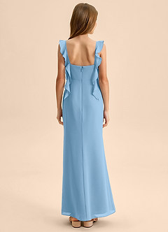 Azazie Jessamine Junior Vestido de Azul Acero de Gasa de Corte Sirena con Escote de Corazón image2
