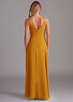 Azazie Daenerys Bridesmaid Dresses Butterscotch A-Line Cowl Chiffon Dress image2