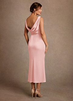 Azazie Mazhe Mother of the Bride Dresses Powder Pink A-Line Pleated Stretch Satin Dress image2