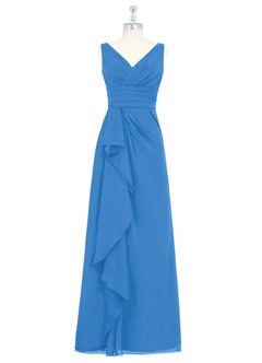 Azazie Julianna Abiti da Damigella Abito A-Line in Chiffon Blue Jay image6