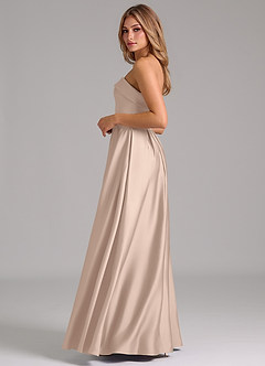 Azazie Lucienne Vestidos de damas de honor Vestido Rosa Inglesa de Satén Elástico de Línea A Convertible con Palabra de honor image3