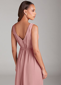 Azazie Tanicia Robes de demoiselle d'honneur Robe Trapèze en Mousseline de soie Plissée Rose Poussiéreuse image6