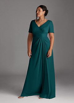 Azazie Bessie Abiti per la Madre della Sposa Abito A-Line in Maglia Plissettato Verde Pavone image9
