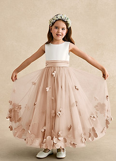 Azazie Vi Flower Girl Dresses English Rose A-Line Sleeveless Tulle Dress image5
