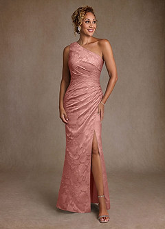 Azazie Joylin Klänningar till brudens mor Klä Trumpet i Blommig Utbrändhet Ena axeln Rosett image1