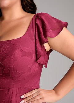 Azazie Bondi Robes de demoiselle d'honneur Robe Trapèze en Blumen-Burnout Fente Latérale Bourgogne image11