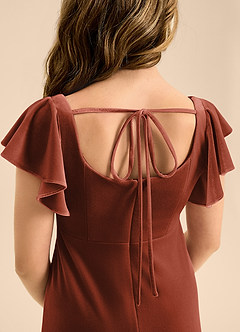 Azazie Bondi Junior Robe Trapèze en velours Nœud Terracotta image6