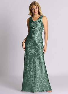 Azazie Rylina 신부 들러리 드레스 인어 절하다 자카드 바닥 길이 드레스 image3