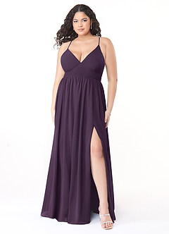 Azazie Aaida Bridesmaid Dresses Plum A-Line Corset Chiffon Dress image7
