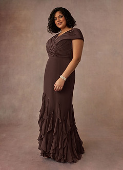 Azazie Bailora Mother of the Bride Dresses Ganache Mermaid Ruched Chiffon Dress image7