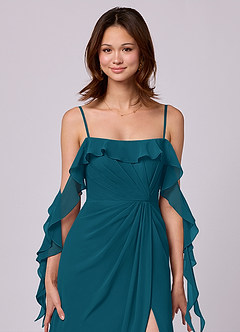 Barbie ♥ Azazie Bridesmaid Dresses Ink Blue A-Line Off the Shoulder Chiffon Convertible Dress image2