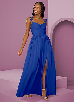 Barbie ♥ Azazie Bridesmaid Dresses Royal Blue A-Line Pleated Chiffon Dress image15