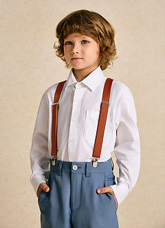 front Matching Color Boy's Matte Satin Suspenders