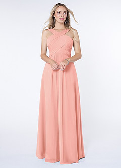 Azazie Kaleigh Robes de demoiselle d'honneur Robe Trapèze en Mousseline de soie Plissée Rosette image1
