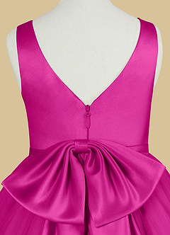 Azazie Marybell Flower Girl Dresses Fuchsia A-Line Bow Tulle Dress image9