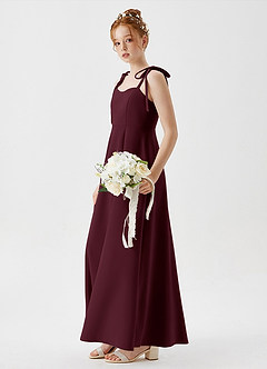 Azazie Rosey Junior Cabernet A-Line Sweetheart Neckline Stretch Crepe Dress image3