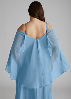 Azazie Cienna Bridesmaid Dresses Steel Blue A-Line Off the Shoulder Chiffon Dress image12