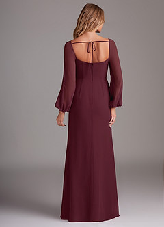 Azazie Charissa Bridesmaid Dresses Cabernet Sheath Long Sleeve Chiffon Dress image6