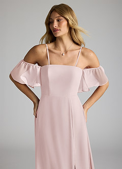 Azazie Sue Bridesmaid Dresses Blushing Pink A-Line Off the Shoulder Chiffon Convertible Dress image2