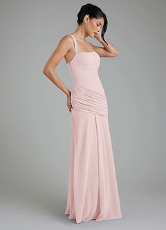 Azazie Toya Robes de demoiselle d'honneur Robe Trapèze en Mousseline de soie Corset Rose Pâle image6