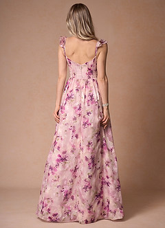 Jianna Mauve Floral Flutter Sleeves Maxi Dress image6
