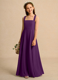 Azazie Tater Girls Formal Flower Girl Dresses Grape A-Line Pleated Chiffon Dress image1