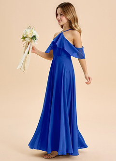 Azazie Tessabelle Junior Vestido de Azul Real de Gasa de Corte en A con Vestidos sin tirantes image3