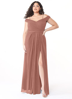 Azazie Audrianna Robes de demoiselle d'honneur Robe Trapèze Convertible en Mousseline de soie Schulterfrei gerafft Rose De Cèdre image7