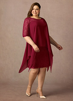 Azazie Flo Kleider für die Brautmutter A-Linie Spitze Chiffon Kleid Burgunderrot image8