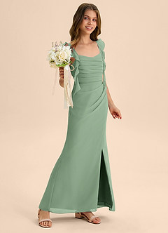 Azazie Jessamine Junior Matcha Mermaid Sweetheart Neckline Chiffon Dress image4