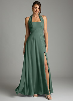 Azazie Tamira Suknie dla druhen Linia A Pofałdowany Szyfon Do ziemi Sukienka image1