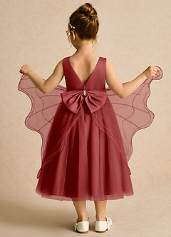 Azazie Pear Flower Girl Dresses Rust Ball-Gown Bow Tulle Dress image3