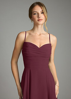 Azazie Ayla Abiti da Damigella Abito A-Line in Chiffon Scollo a Cuore Cabernet image3