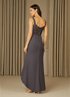 Azazie Yabelle Mother of the Bride Dresses Steel Grey Mermaid Lace Chiffon Dress image4