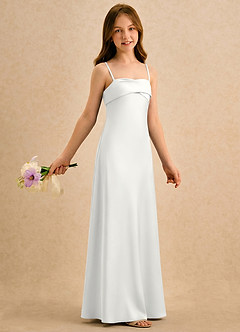 Azazie Mirabella Girls Formal Flower Girl Klänningar Klänning Tubklänning i Stretch Satin Hjärtformad urringning image4