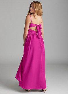 Azazie Zeya Junior Fuchsia A-Line Chiffon Dress image5