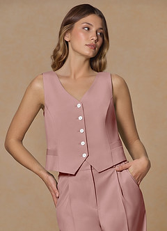 front Rowan Rosa Polvorienta Chaleco de rendimiento de tejido refinado