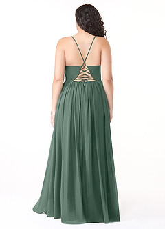 Azazie Aaida Abiti da Damigella Abito A-Line in Chiffon Corsetto Muschio Marino image8