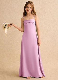 Azazie Mirabella Girls Formal Flower Girl Dresses Candy Pink Sheath Sweetheart Neckline Stretch Satin Dress image3