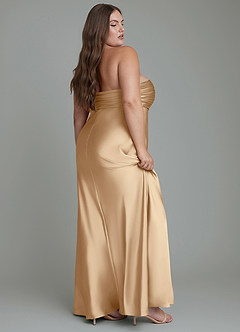 Azazie Saylor Jurken voor bruidsmeisjes Jurk van Stretch Satijn met Zeemeermin Strapless Champagne image2