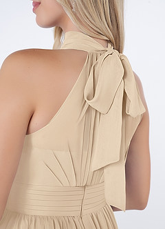 Azazie Iman Bridesmaid Dresses Champagne A-Line A-Line Ruched Chiffon Dress image7