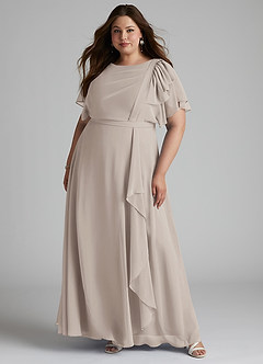 Azazie Aaliyah vestidos de dama de honor modestos Vestido de Corte En A Plisado Scoop Hasta el suelo Gasa image6