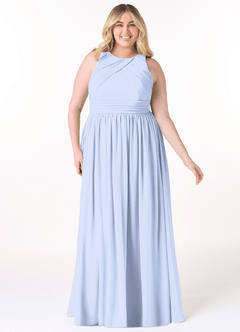 Azazie Harper Bridesmaid Dresses Ice A-Line Pleated Chiffon Dress image6