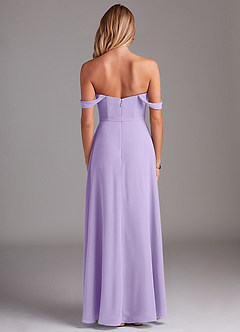 Azazie Aaron Bridesmaid Dresses Lilac A-Line Off the Shoulder Chiffon Convertible Dress image3