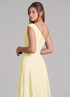 Azazie Melanie Brudtärnklänningar Klä av A-Linje i Chiffong Av axeln Citronsorbet image2