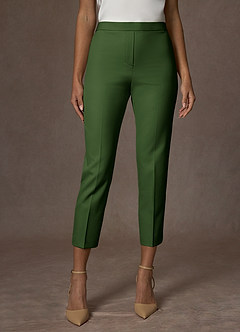 front Kennedy Olive Structured Stretch Dress Pants