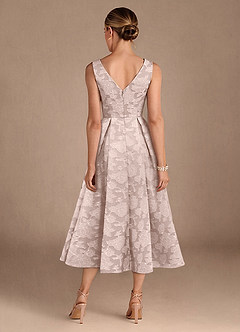 Azazie Fulton vestidos de madre de la novia Vestido de Rosa Rubor de Devorado Floral de Corte En A con Plisado image3